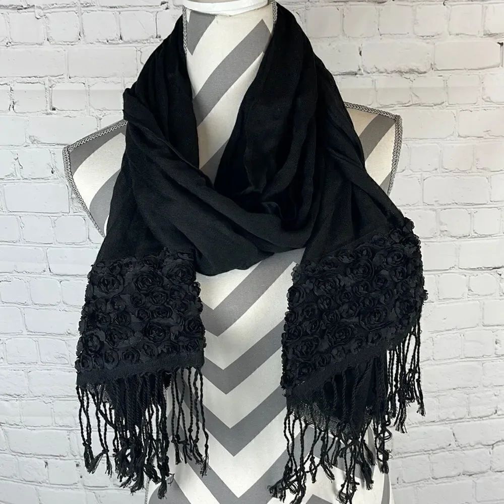 Black Floral Multi-use Scarf